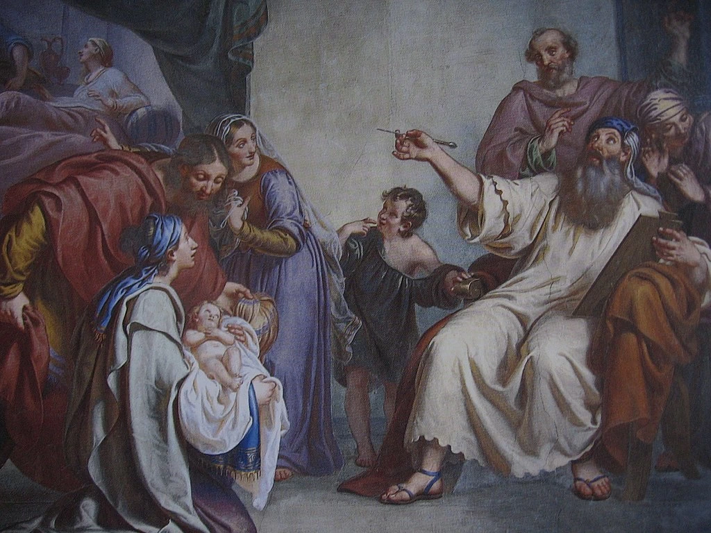 Nascita di San Giovanni Battista (1842), Chiesa parrocchiale di San Giovanni Battista e San Pietro, Stezzano, Bergamo - dettaglio